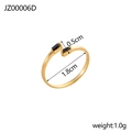 Elegante gouden titaniumstalen open ring met twee rechthoekige zwarte edelstenen - Goud + Zwarte zirkonia