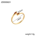 Elegante goudvergulde asymmetrische open ring van titaniumstaal met rode edelstenen - Goud + Roodbruine Zirkonia