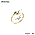 Elegant gold-plated titanium steel open ring featuring asymmetric blue rectangle stones - Gold + Blue Green Zirconia