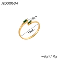 Minimalist gold plated titanium steel open ring with emerald green zircon details - Gold + Emerald Green Zirconia