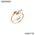Elegant gold titanium steel open ring featuring two rectangular red gemstone accents - Gold + Red Zirconia