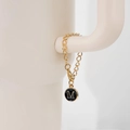 Golden chain accessory featuring a black round pendant with letter M and lobster clasp - Letter A / Black Round