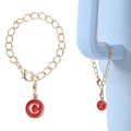 Golden keychain with lobster clasp and red enamel pendant featuring letters C and X - Letter A / Red Round