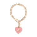 Golden chain accessory with pink enamel heart pendant featuring the letter A detail - Letter A / Pink Heart Letter Chain