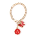 Gold chain keychain with red butterfly and letter A charms with lobster clasp - Letter A / Red Round + Butterfly