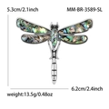 Vintage libelle broche met smaragdgroene schelpvleugels op een zilverkleurige basis - Vintage Libel Stijl (3589) / Zilver