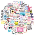 Vibrant waterproof motivational stickers featuring inspirational quotes and floral icons - Inspirational Style (T01040071)