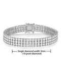 Bracciale tennis hip hop a tre file con zirconi da 3mm e chiusura di sicurezza - 16.5cm / Catena Tennis a Tre File