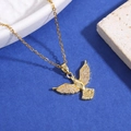 Collana con ciondolo a colomba della pace dorata con cristalli di zircone su catena fine - Colomba della Pace d'Oro