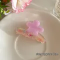 Pink flower acetate hair claw clip shark clip for elegant women's daily hair styling - Pink Flower Claw Clip