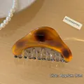 Elegant amber acetate hair claw clip tortoiseshell shark clip for women length 9cm - Brown Coffee Claw