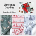 Christmas wrapping paper set with reindeer and tree patterns, 50x70cm, pack of 6 sheets - Reindeer Evergreen and Architecture Pattern Set