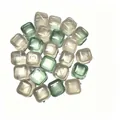 Reusable light green and clear plastic ice cubes for bar parties and summer drinks - Glossy 2-Color Square 24PCS 310g