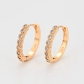 Elegant gold-colored variant of the small stone-studded hoop earrings for women - 18K Gold Plated Micro-Inlaid Rhinestone Hoop Earrings