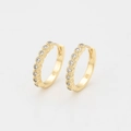 Elegant 18K gold plated hoop earrings featuring micro-set brilliant cubic zirconia stones - 14K Gold Plated Micro-Pave Row Rhinestone Hoops