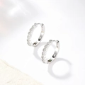 Elegant sterling silver hoop earrings featuring sparkling cubic zirconia stones - Silver Plated Rhinestone Fashion Hoop Earrings