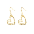 Élégantes boucles d'oreilles cœur dorées avec cristaux brillants et fini poli - Pendentif Coeur Double Évidé en Strass (E307211) / Or Zircon Blanc