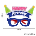 Blue felt Happy Birthday party glasses for kids with green party hats and size dimensions - Blue Letter Style