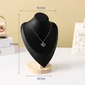 Solid wood and black necklace bust display stand for jewelry pendants and mannequins - Black Leather Medium