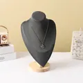 Silver heart necklace with purple-blue stone on black bust display stand - Dark Gray Velvet Large