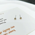 Pendientes minimalistas de plata S925 con circonitas redondas de color champán - Champán