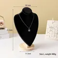 Large black velvet necklace bust display stand with light wood base for long pendants - Black Velvet Large