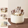 Organizzatore rotante per pennelli trucco bianco crema con piedini dorati e vani - Stile Rotante Base / Bianco Crema