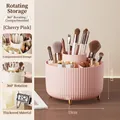 Cherry blossom pink rotating makeup brush organizer with compartments and gold legs - Basic Rotating Style / Adored Pink