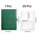 Professional green A5 savings challenge budget binder with 25 clear refillable sleeves. - Binder with Inner Pages Set / Dark Green