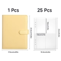 A5 pale yellow savings challenge binder set with 25 transparent inner pocket sleeves - Binder with Inner Pages Set / Yellow