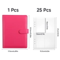 Pink A5 budget binder set with 25 transparent loose-leaf cash pockets for money saving - Binder with Inner Pages Set / Rose Red
