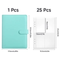 Mint green A5 budget binder with twenty-five clear pocket sleeves for savings challenge - Binder with Inner Pages Set / Green