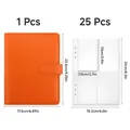 Orange A5 budget binder for cash saving challenge with 25 transparent inner sleeves - Binder with Inner Pages Set / Orange