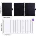 Black A5 cash budget binder set with 10 zipper envelopes and detailed dimensions shown - Binder with Zipper Bags / Black