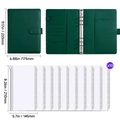 A5 green leather budget binder with 10 zipper pouches for cash savings challenge - Binder with Zipper Bags / Dark Green
