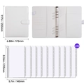 White A5 cash budget binder with 10 clear zipper envelopes and dimension details - Binder with Zipper Bags / White
