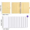 Yellow A5 PU leather budget binder with 10 transparent zipper pockets and dimensions - Binder with Zipper Bags / Yellow