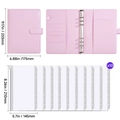 Pink A5 budget binder with 10 clear zipper envelopes for cash saving challenge - Binder with Zipper Bags / Pink