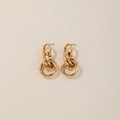 Details zu ineinandergreifenden goldenen mehrlagigen Metallohrringen mit Glanzfinish - Gold