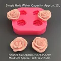 Stampo in silicone rosa a 4 cavità a rosa per sapone, resina e decorazioni per dolci - 4 Cavità Rosa 4.3CM / Rosa