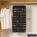 Black 80-pocket hanging jewelry organizer made of non-woven fabric and PVC with metal hook - 80 Pockets / Black