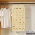 Hanging jewelry organizer with 80 clear pockets in beige non-woven fabric, 78x43cm size - 80 Pockets / Beige