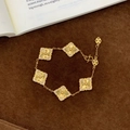 Elegante 24K vergulde klaver armband met lasermotief en verfijnde micro-kristallen - Laser Klavertje Vier Armband (SL062)