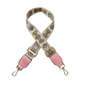 Adjustable floral pattern bag strap with pink leather accents and gold hardware - Blue Circles + Pink Leather