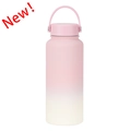 Pink and white gradient stainless steel insulated sports bottle with a flexible handle - Light Pink Gradient