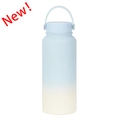Blue and cream gradient 1L stainless steel sports bottle with matte finish and handle - Ice Blue Gradient