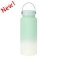 Light green and white gradient stainless steel sport water bottle with handle - Light Green Gradient