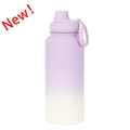 Insulated 1L stainless steel sports water bottle with purple gradient matte finish - Light Purple Gradient-Sports Style