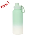Portable 1L stainless steel sport water bottle in mint green and white gradient finish - Light Green Gradient-Sports Style