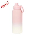 Pink and white gradient stainless steel sports water bottle with portable handle - Light Pink Gradient-Sports Style